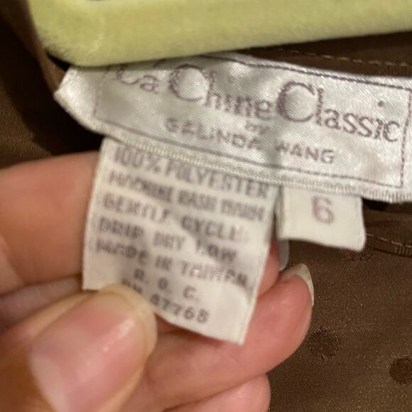 La Chine Classic Brown Vintage Long Sleeve Blouse Sz 6 - Picture 4 of 12